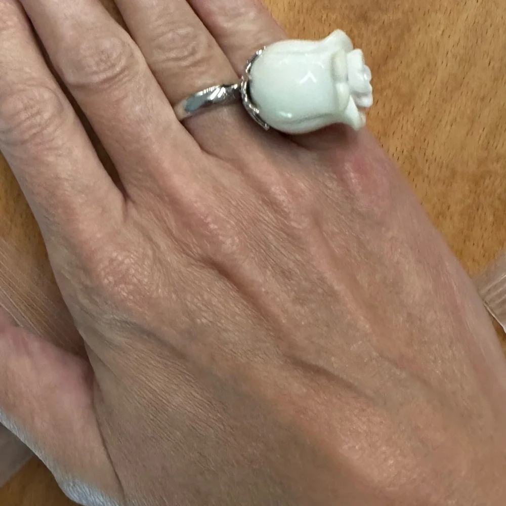 Morganne Bello White Agate Diamond Ring - Picture 2 of 9